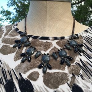 Gray Black Fashion Statement Necklace Gunmetal